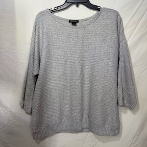 BYdesign Gray Women's Crew Neck Ribbed Long Sleeve Shirt Size XL